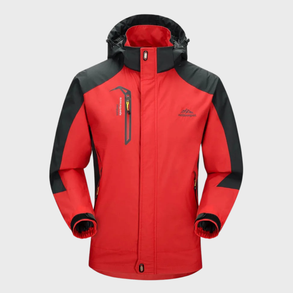 Windbreaker-Jacke | Wasserdicht | Mit Kapuze | Outdoor-Jacke | Herrenjacke-Rot-L-Chaps Herrenmode