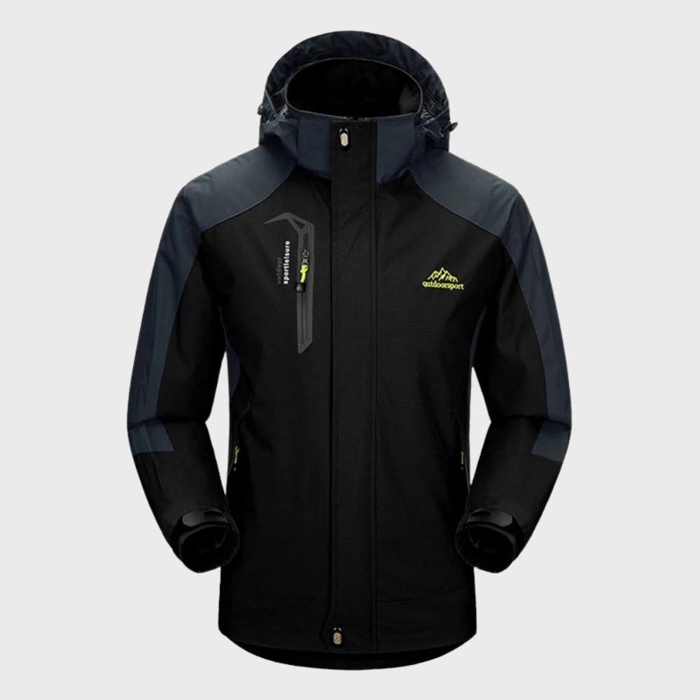 Windbreaker-Jacke | Wasserdicht | Mit Kapuze | Outdoor-Jacke | Herrenjacke-Schwarz-L-Chaps Herrenmode