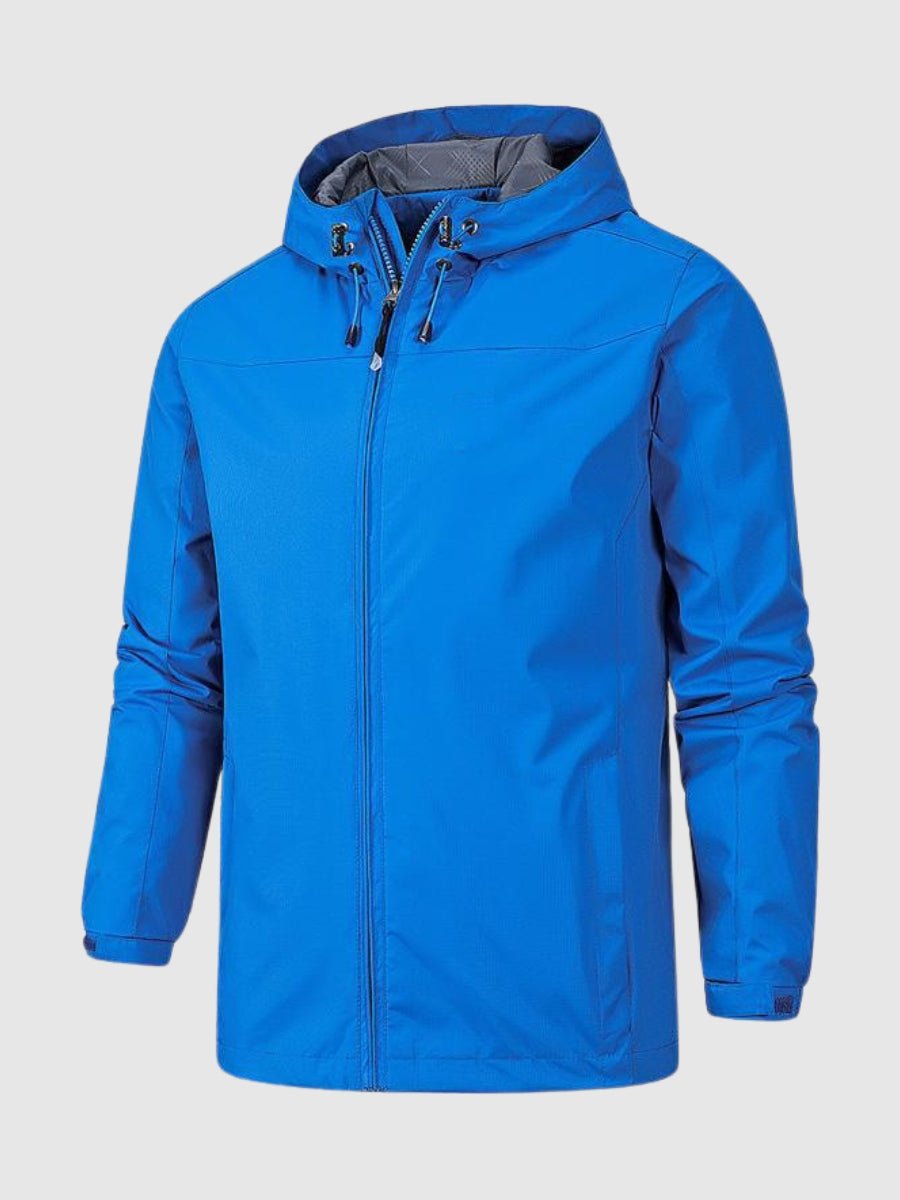 Windbreaker Jacke – Wasserdichte Outdoor-Jacke mit Kapuze für Männer-Blau-S-Chaps Herrenmode