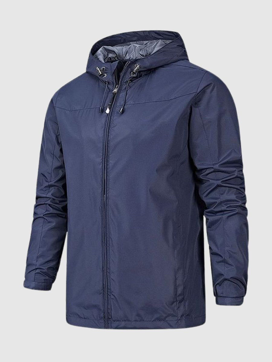 Windbreaker Jacke – Wasserdichte Outdoor-Jacke mit Kapuze für Männer-Dunkelblau-S-Chaps Herrenmode