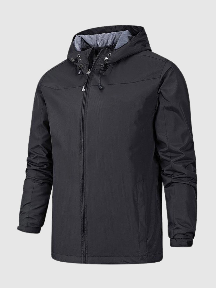 Windbreaker Jacke – Wasserdichte Outdoor-Jacke mit Kapuze für Männer-Schwarz-S-Chaps Herrenmode