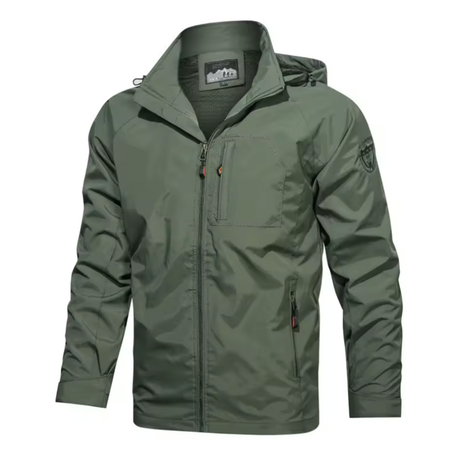 Windbreaker Jacke - Wasserdichte Outdoorjacke mit Kapuze für Männer-Grün-S-Chaps Herrenmode