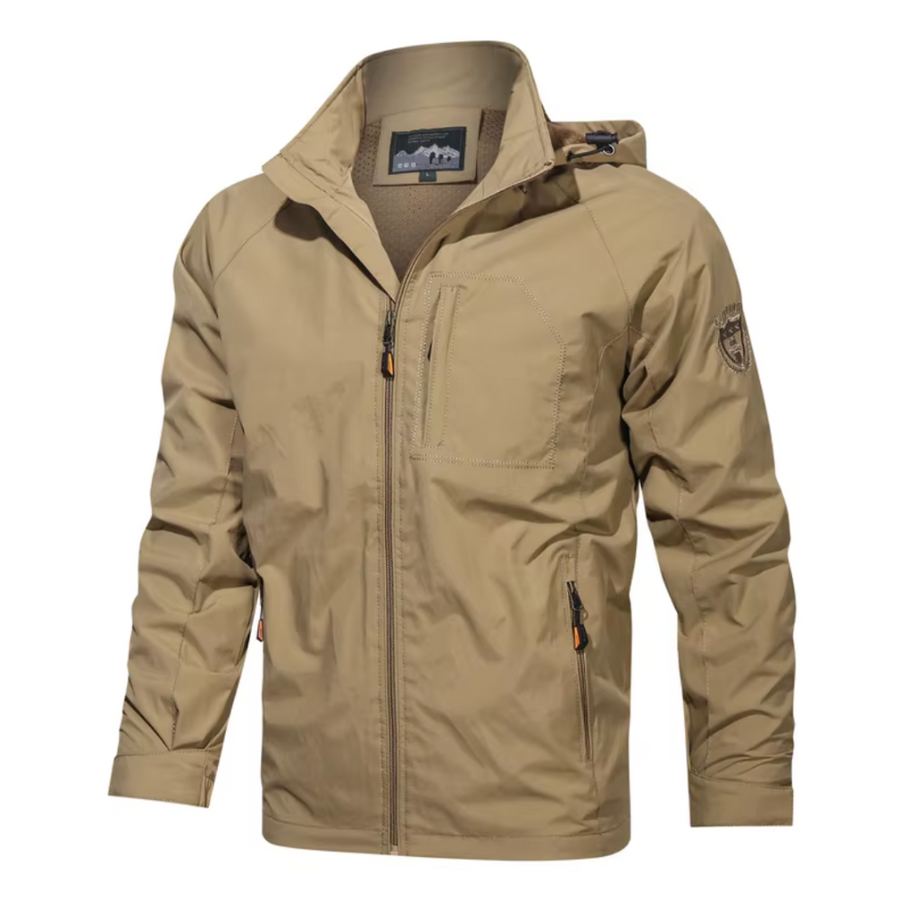 Windbreaker Jacke - Wasserdichte Outdoorjacke mit Kapuze für Männer-Khaki-S-Chaps Herrenmode