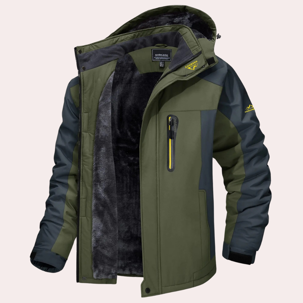 Windbreaker-Jacke – mit Kapuze – wasserdicht – Outdoor-Jacke – Herrenjacke-Groen-M-Chaps Herrenmode
