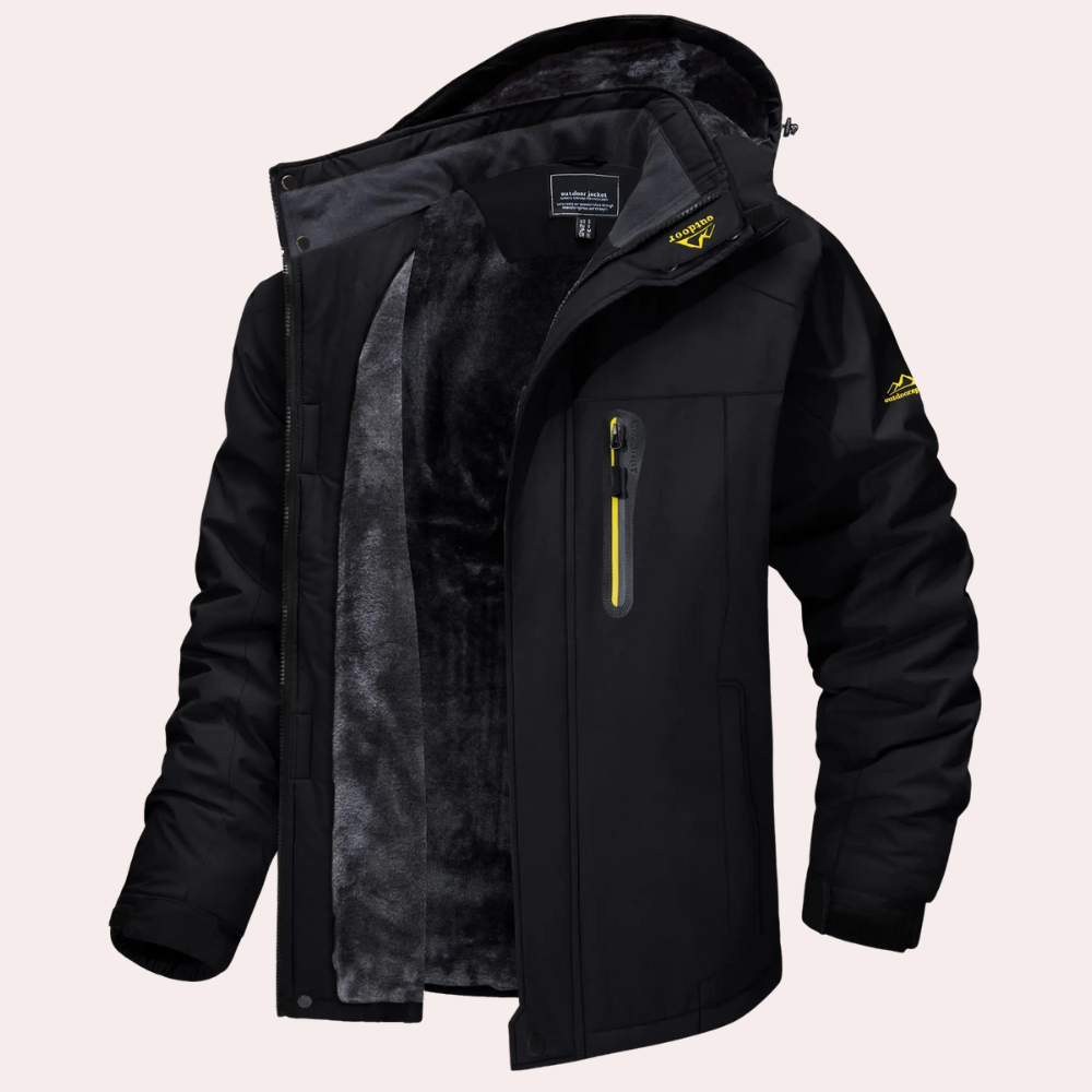 Windbreaker-Jacke – mit Kapuze – wasserdicht – Outdoor-Jacke – Herrenjacke-Zwart-M-Chaps Herrenmode