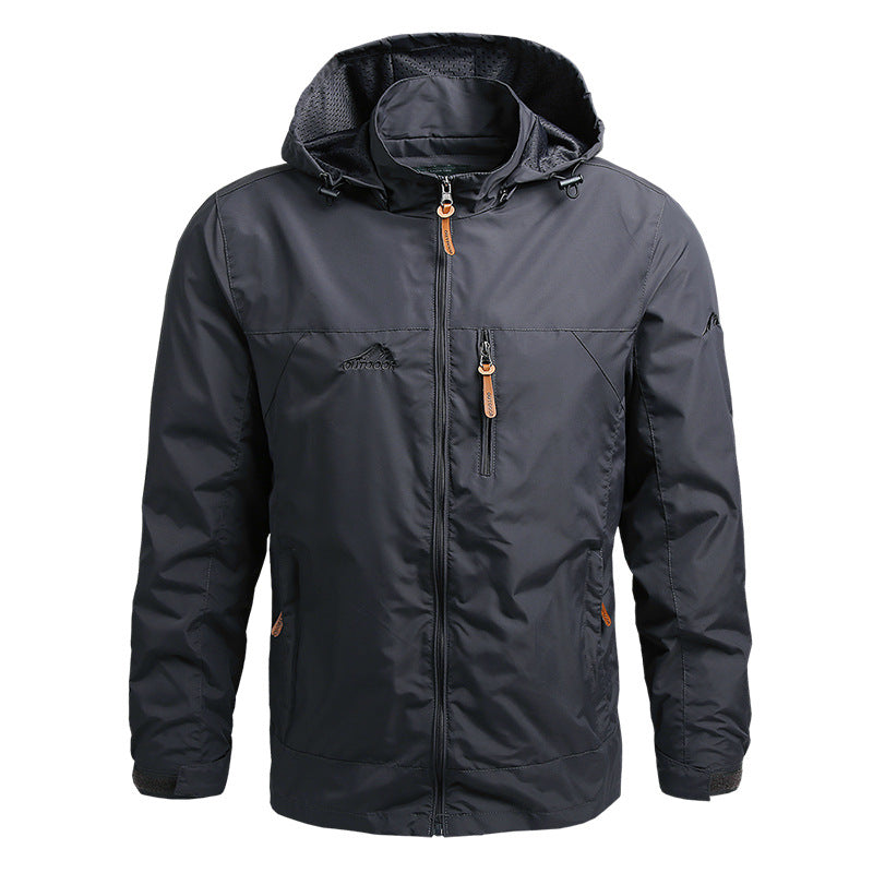 Windbreaker-Jacke – winddichte Outdoor-Softshelljacke mit Kapuze für Herren-Grau-S-Chaps Herrenmode