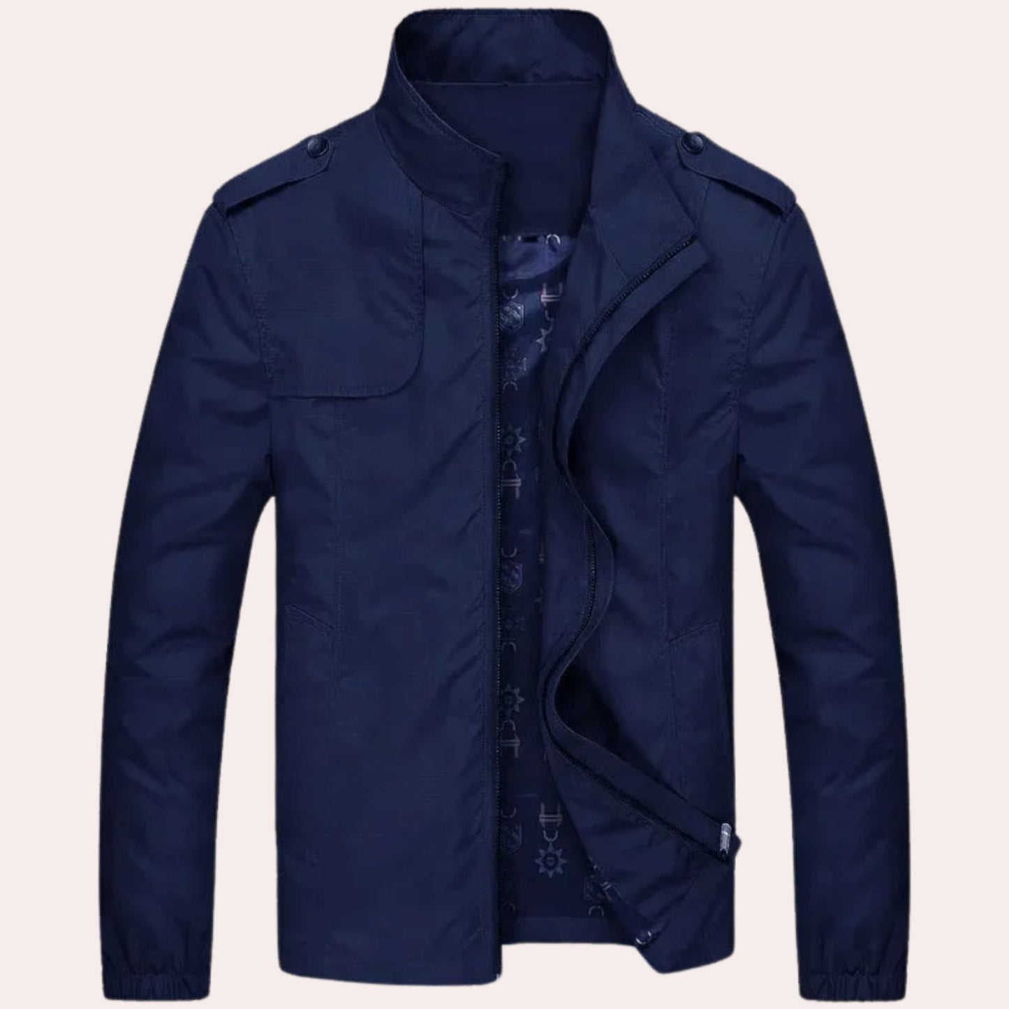 Winddichte Jacke – Lässige kurze Trenchjacke mit Reißverschluss für Männer-Dunkelblau-M-Chaps Herrenmode