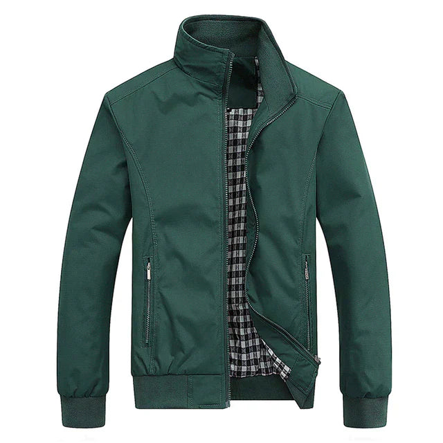 Winddichte Jacke | Reißverschluss | Hoher Kragen | Harrington-Jacke | Herrenjacke-Grün-XS-Chaps Herrenmode
