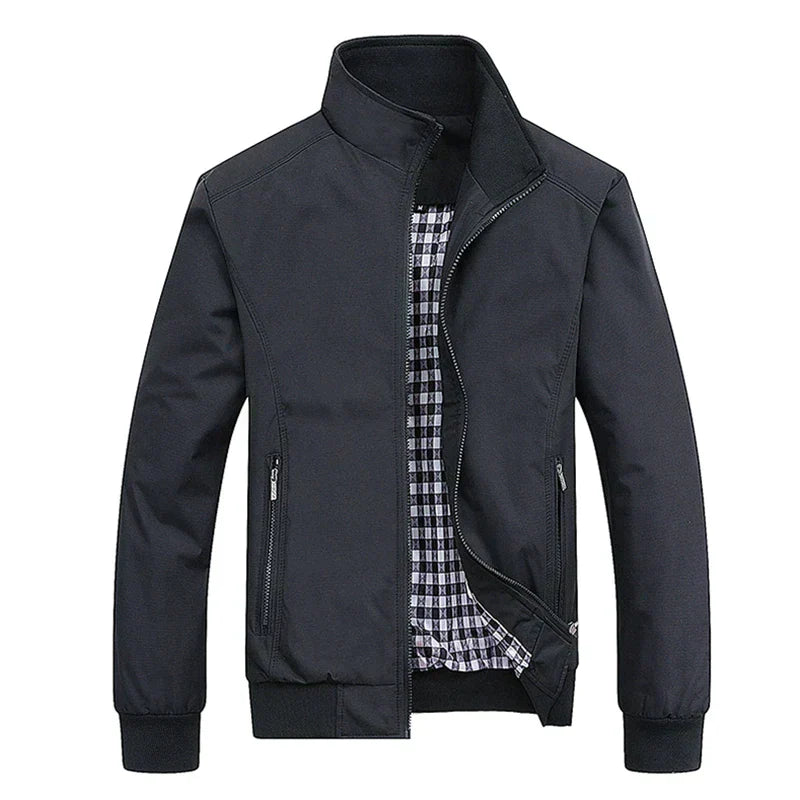 Winddichte Jacke | Reißverschluss | Hoher Kragen | Harrington-Jacke | Herrenjacke-Schwarz-XS-Chaps Herrenmode
