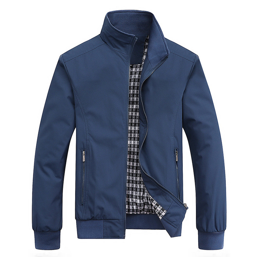 Winddichte Jacke | Reißverschluss | Wasserdicht | Harrington-Jacke | Herrenjacken-Blau-S-Chaps Herrenmode