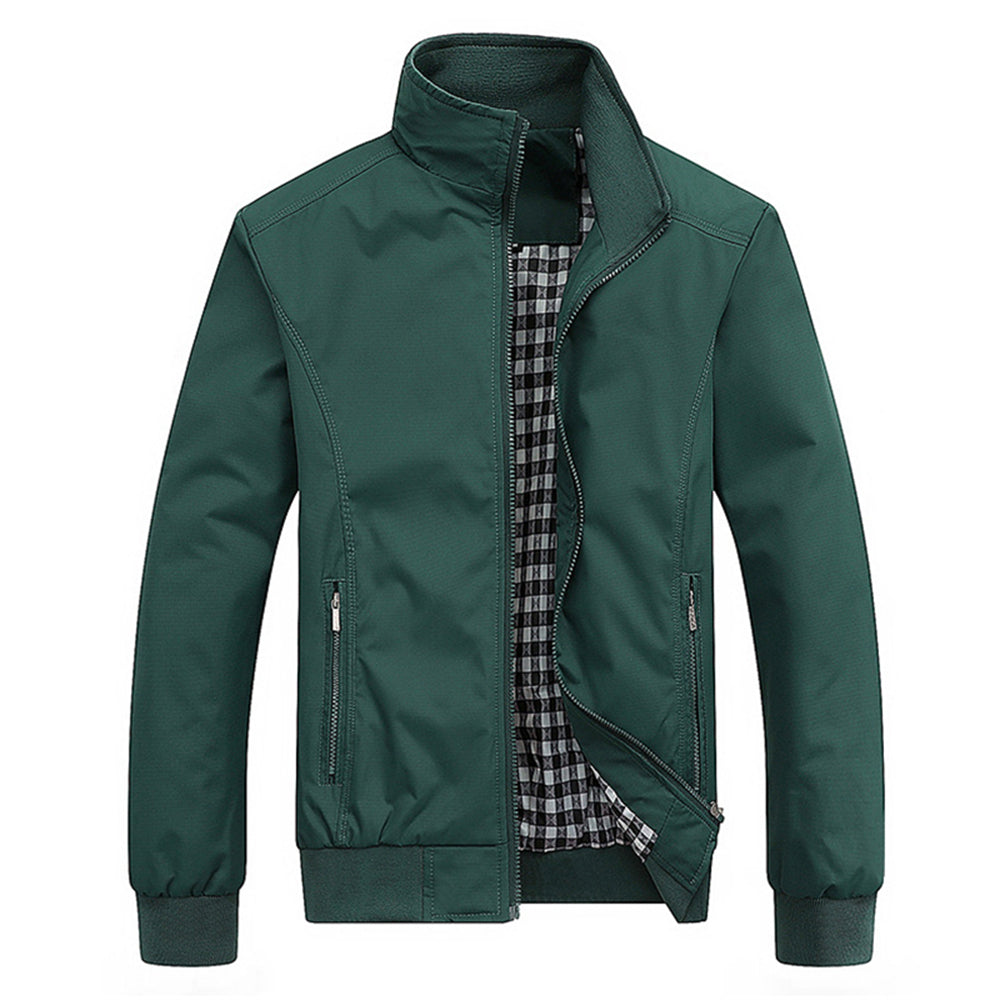 Winddichte Jacke | Reißverschluss | Wasserdicht | Harrington-Jacke | Herrenjacken-Grün-S-Chaps Herrenmode