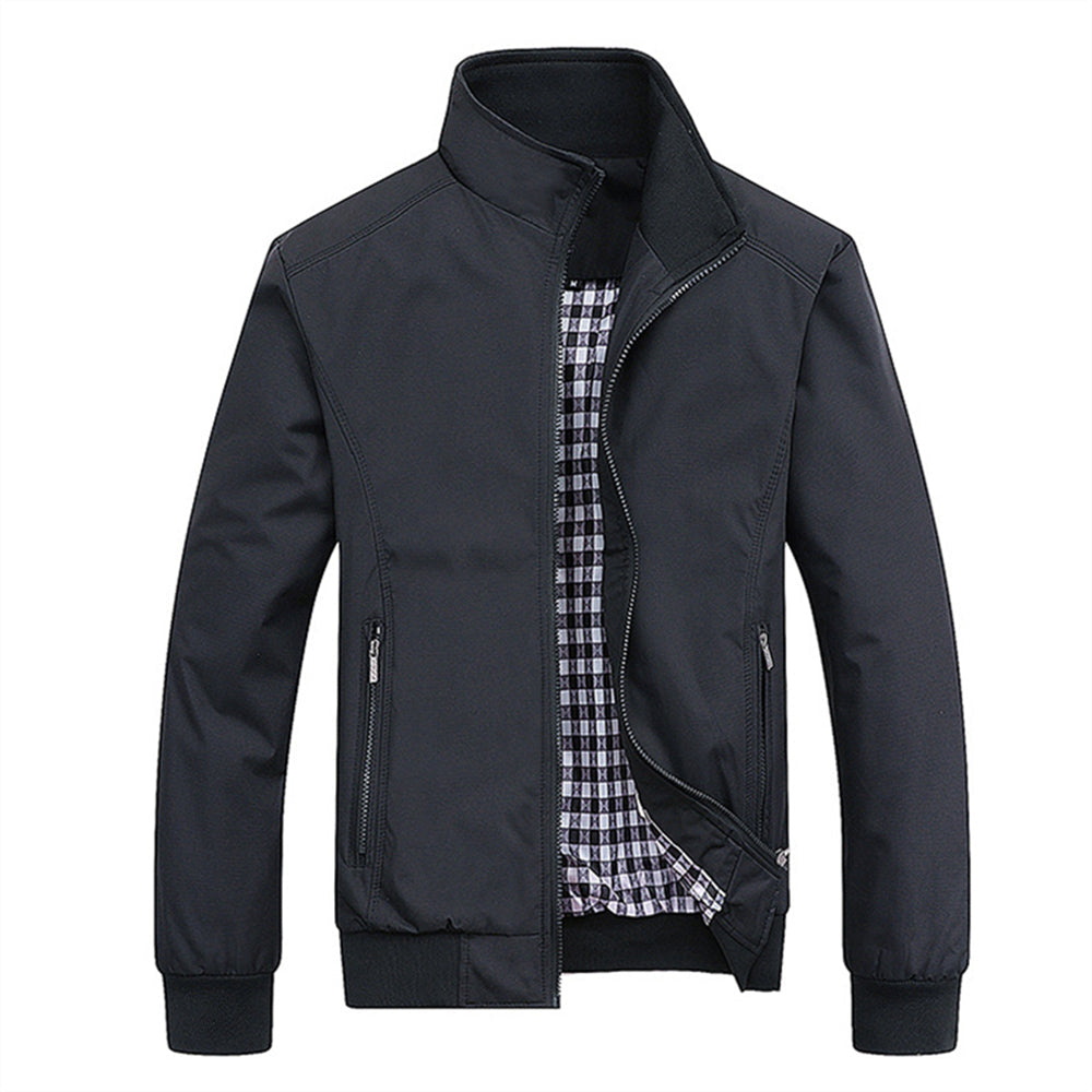 Winddichte Jacke | Reißverschluss | Wasserdicht | Harrington-Jacke | Herrenjacken-Schwarz-S-Chaps Herrenmode