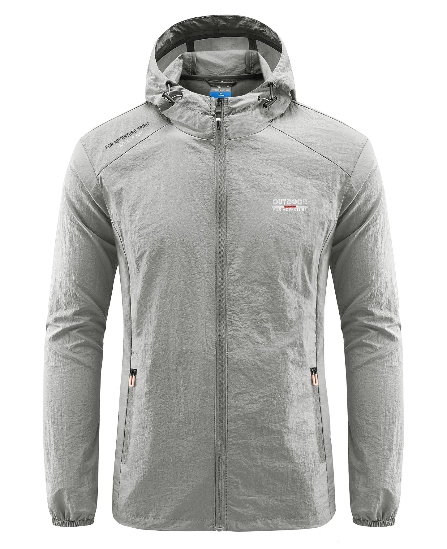 Windjacke | Mit Kapuze | Leicht | Wasserdichte Laufjacke | Herrenjacke-Hellgrau-M-Chaps Herrenmode