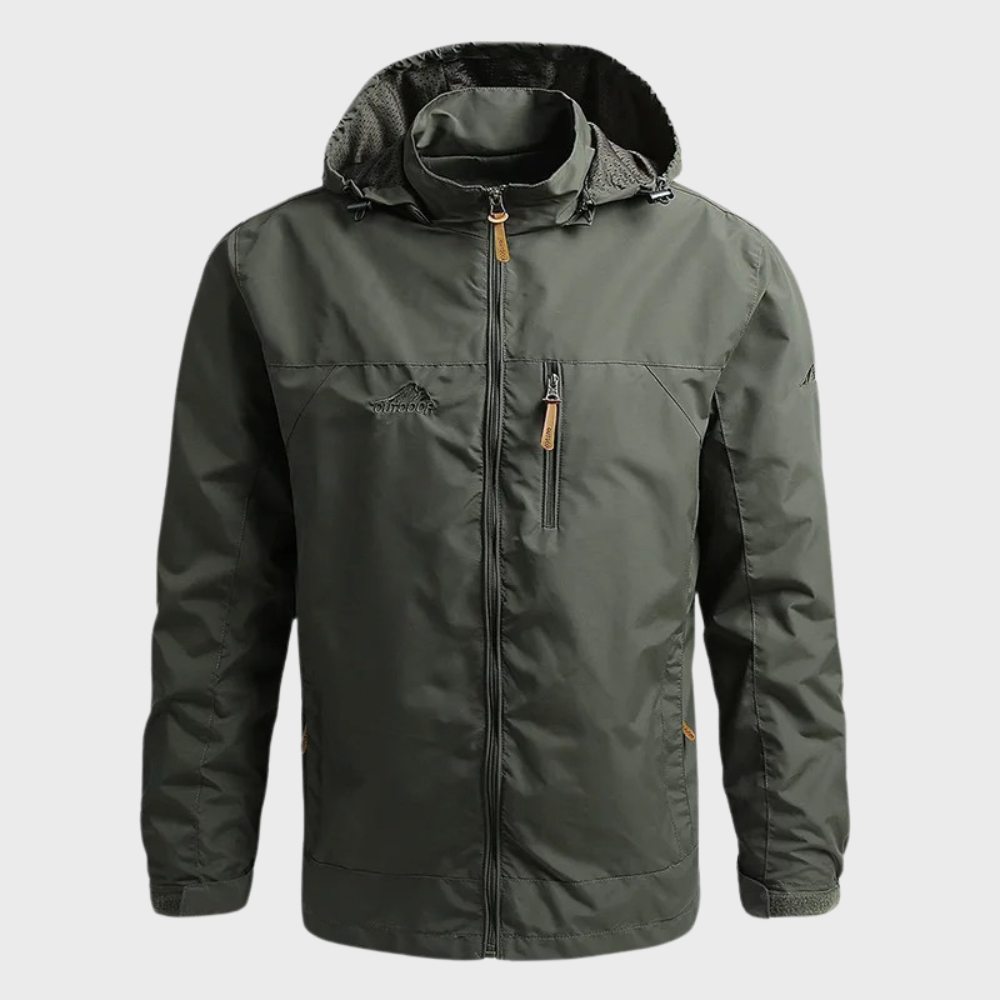 Windjacke | Mit Kapuze | Wasserdicht | Outdoor-Jacke | Herrenjacke-Armeegrün-M-Chaps Herrenmode