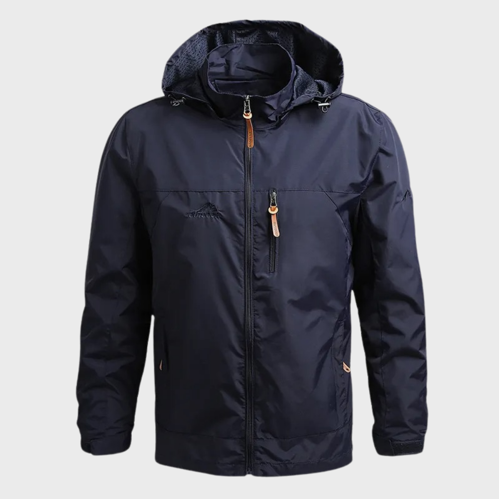 Windjacke | Mit Kapuze | Wasserdicht | Outdoor-Jacke | Herrenjacke-Blau-M-Chaps Herrenmode