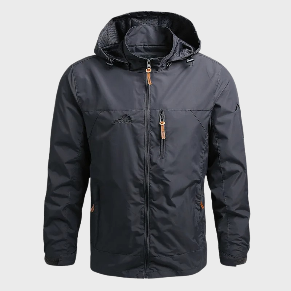 Windjacke | Mit Kapuze | Wasserdicht | Outdoor-Jacke | Herrenjacke-Grau-M-Chaps Herrenmode