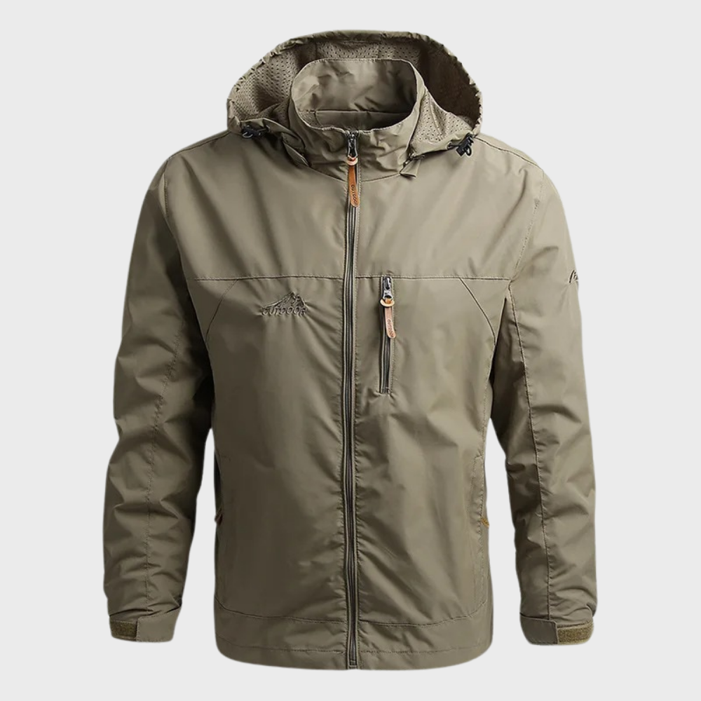 Windjacke | Mit Kapuze | Wasserdicht | Outdoor-Jacke | Herrenjacke-Khaki-M-Chaps Herrenmode