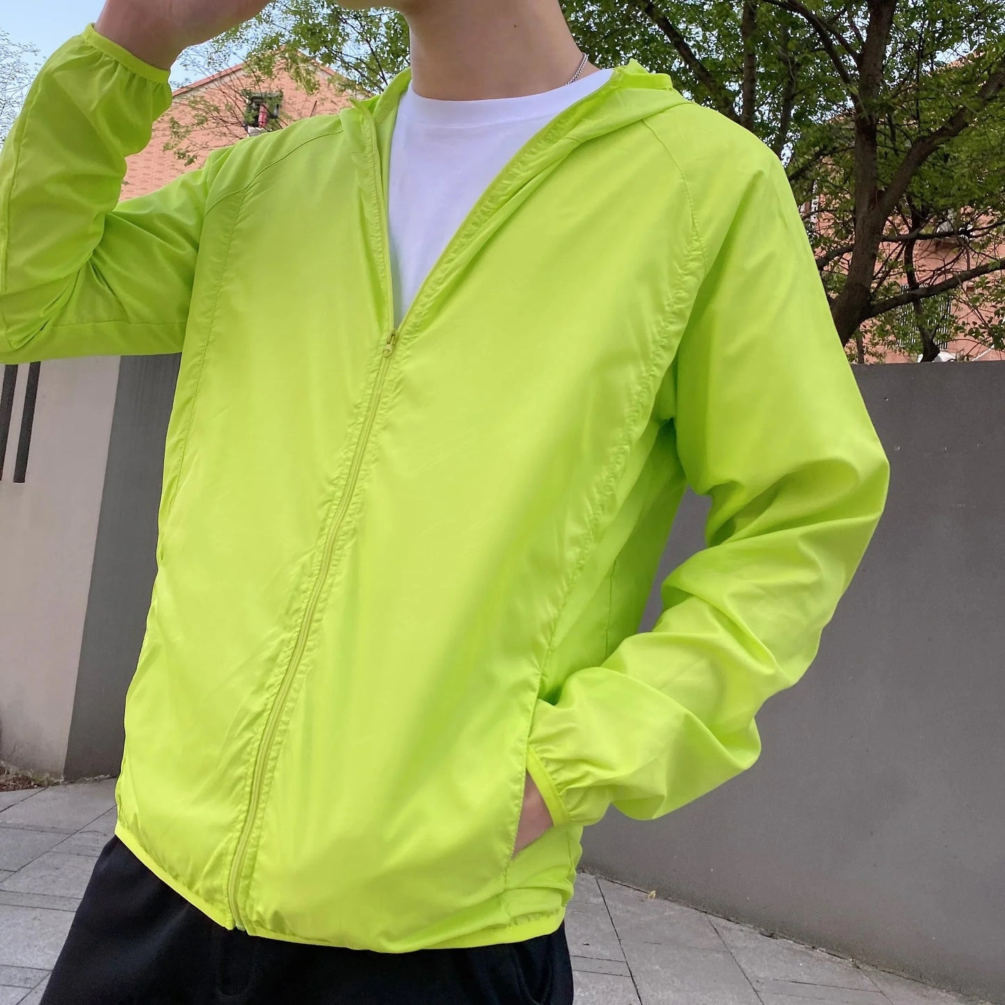 Windjacke | Reißverschluss | Kapuze | Leichte Jacke | Herrenjacke-Hellgrün-S-Chaps Herrenmode