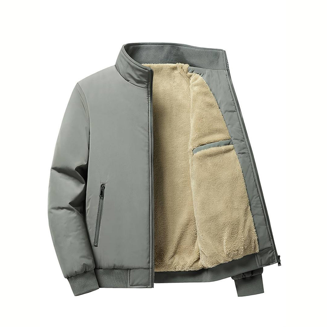 Winter Bomberjacke - Fleece gefüttert - Zip-Up - Winterjacke - Bomberjacke für Männer-Grau-XXS-Chaps Herrenmode
