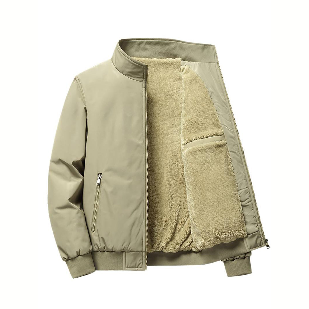 Winter Bomberjacke - Fleece gefüttert - Zip-Up - Winterjacke - Bomberjacke für Männer-Khaki-XXS-Chaps Herrenmode