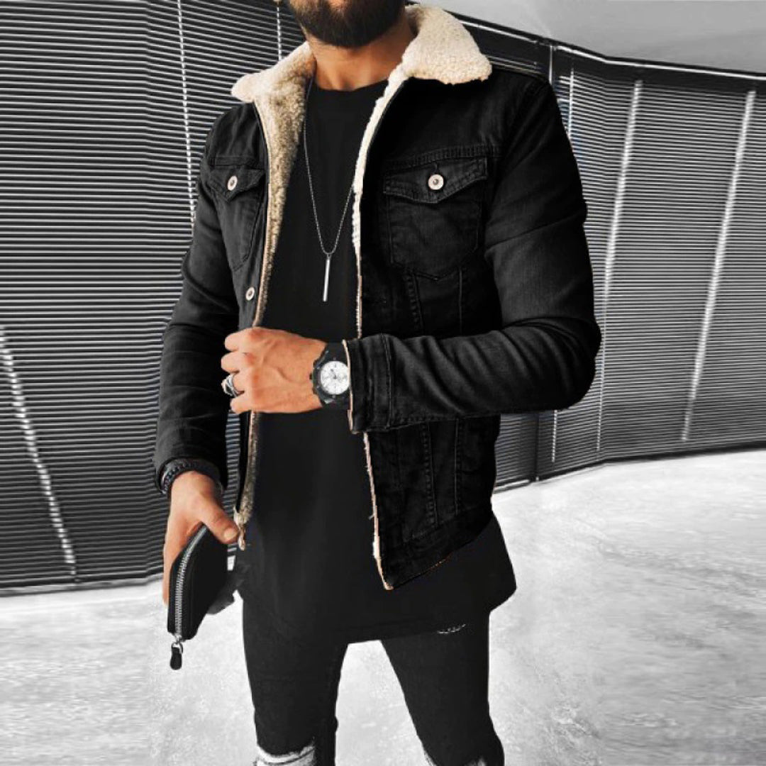 Winter-Jeansjacke aus Denim – schmal geschnittene Jeansjacke für Herren mit Fleecefutter-Chaps Herrenmode