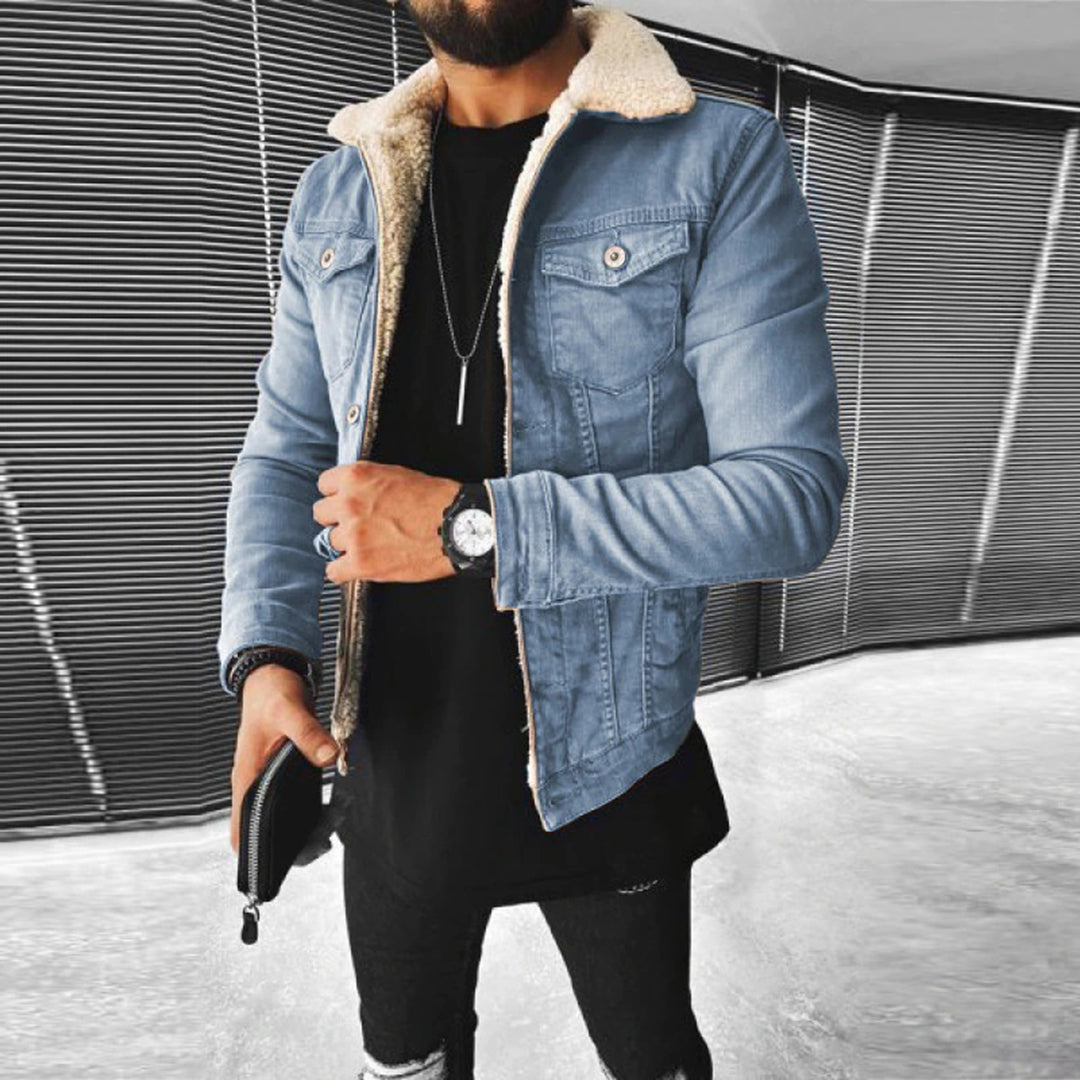 Winter-Jeansjacke aus Denim – schmal geschnittene Jeansjacke für Herren mit Fleecefutter-Chaps Herrenmode