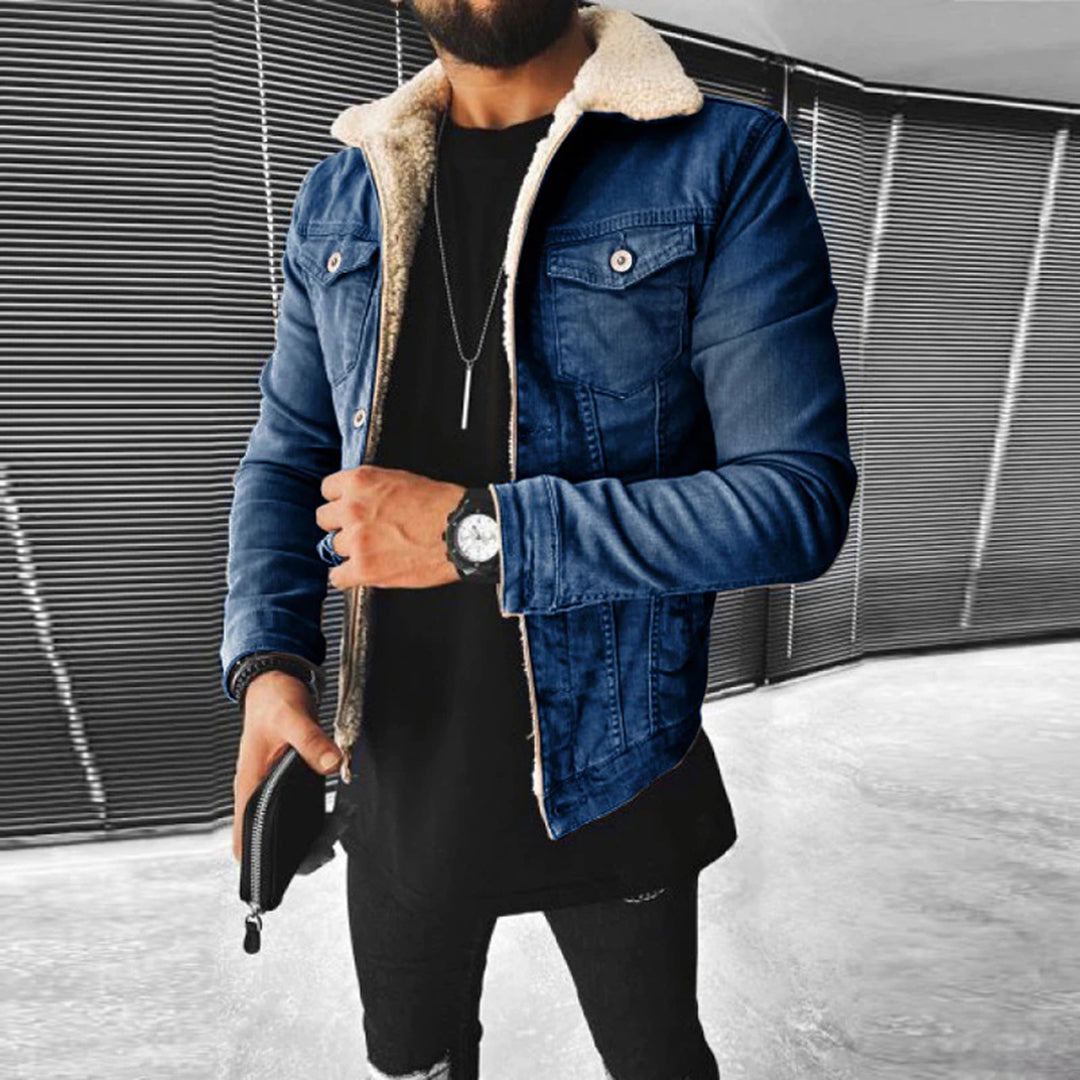 Winter-Jeansjacke aus Denim – schmal geschnittene Jeansjacke für Herren mit Fleecefutter-Chaps Herrenmode