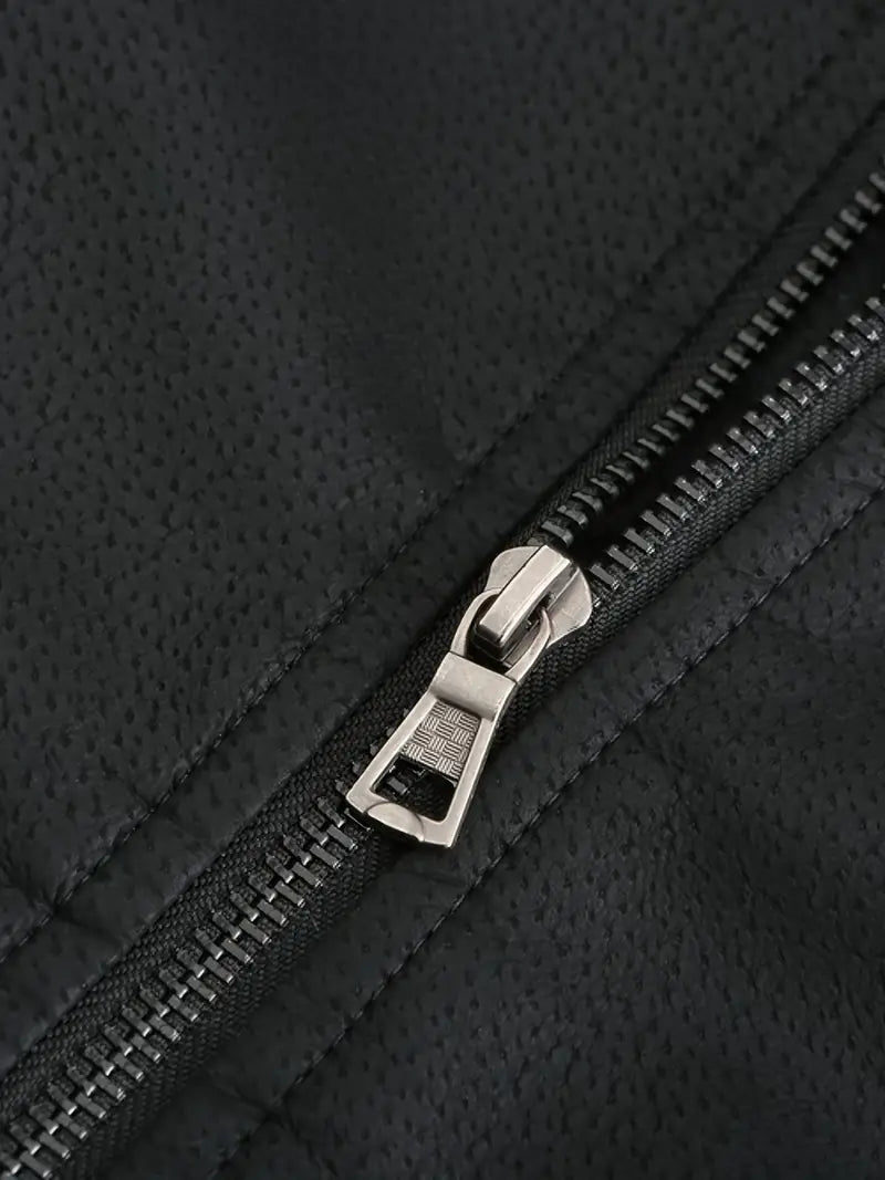 Winter-Lederjacke | Kunstleder | Kapuzenjacke | Steppfutterjacke | Herrenjacken-Chaps Herrenmode
