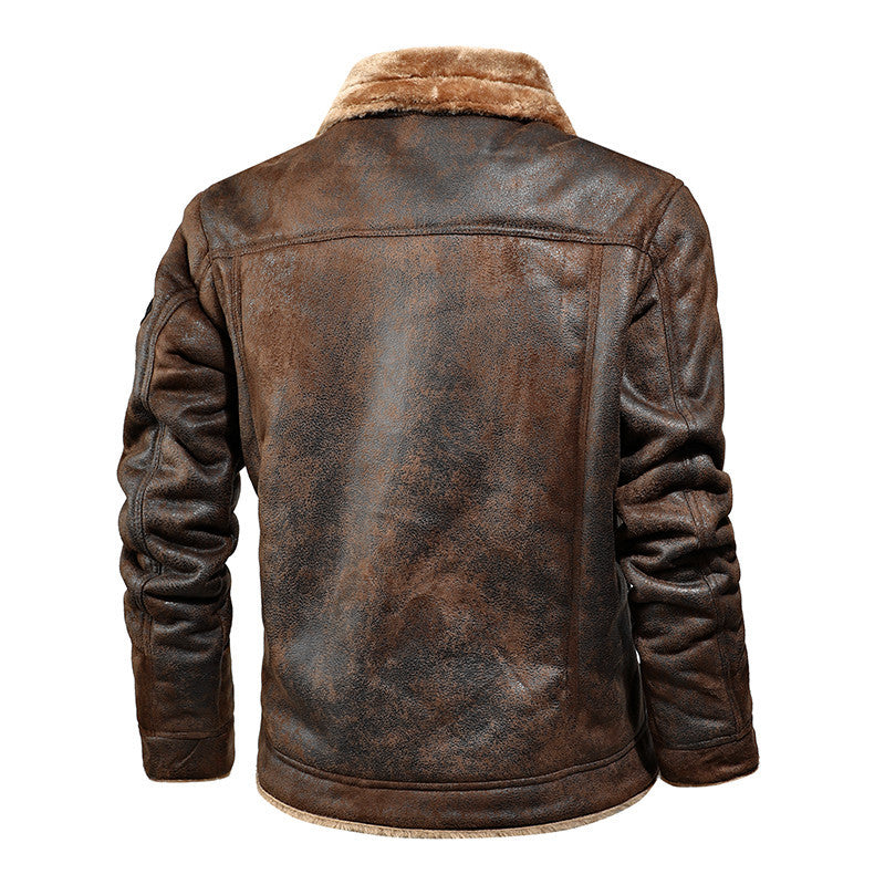 Winter-Lederjacke | Warm | Mit Knöpfen zu schließen | Mit Sherpa gefüttert | Winterjacke für Herren-Chaps Herrenmode