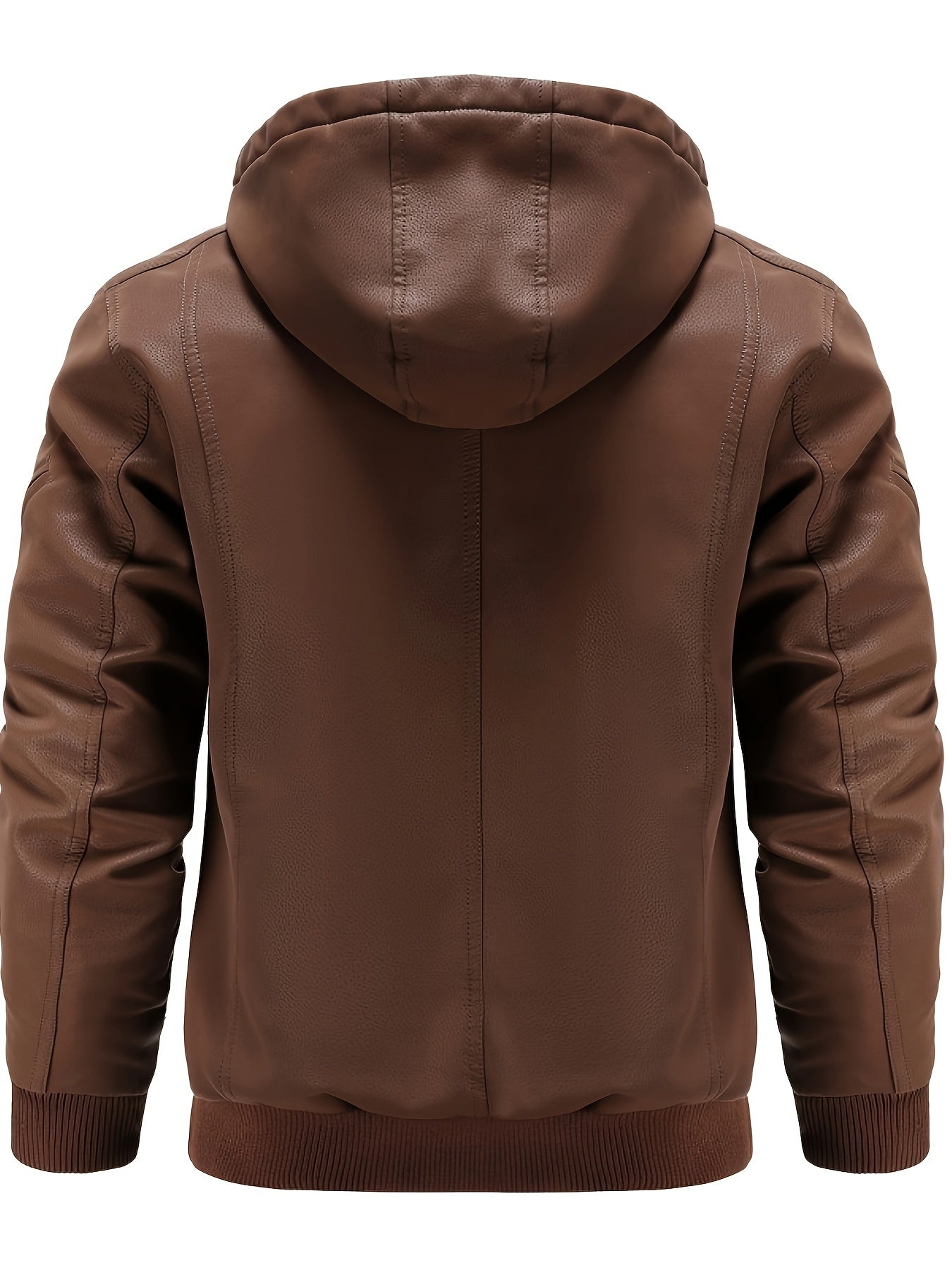 Winter-Lederjacke – winddichte PU-Lederjacke mit Kapuze und gestepptem Innenfutter für Herren-Chaps Herrenmode
