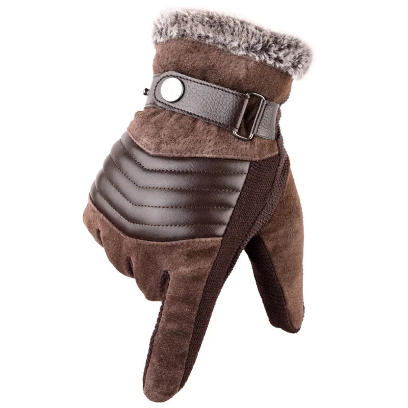 Winterhandschuhe – Warm – mit Fell gefüttert – Touchscreen-Handschuhe – Herrenhandschuhe-Schokoladenbraun-Chaps Herrenmode