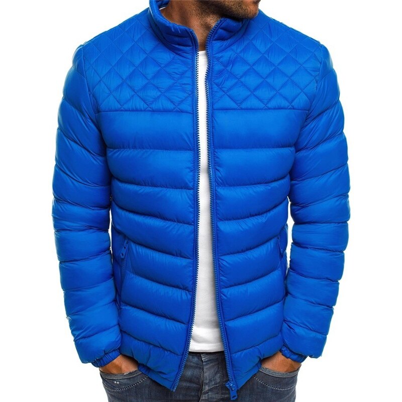Winterjacke | Leichte Daunen-Pufferjacke mit Reißverschluss für Männer-Blau-S-Chaps Herrenmode