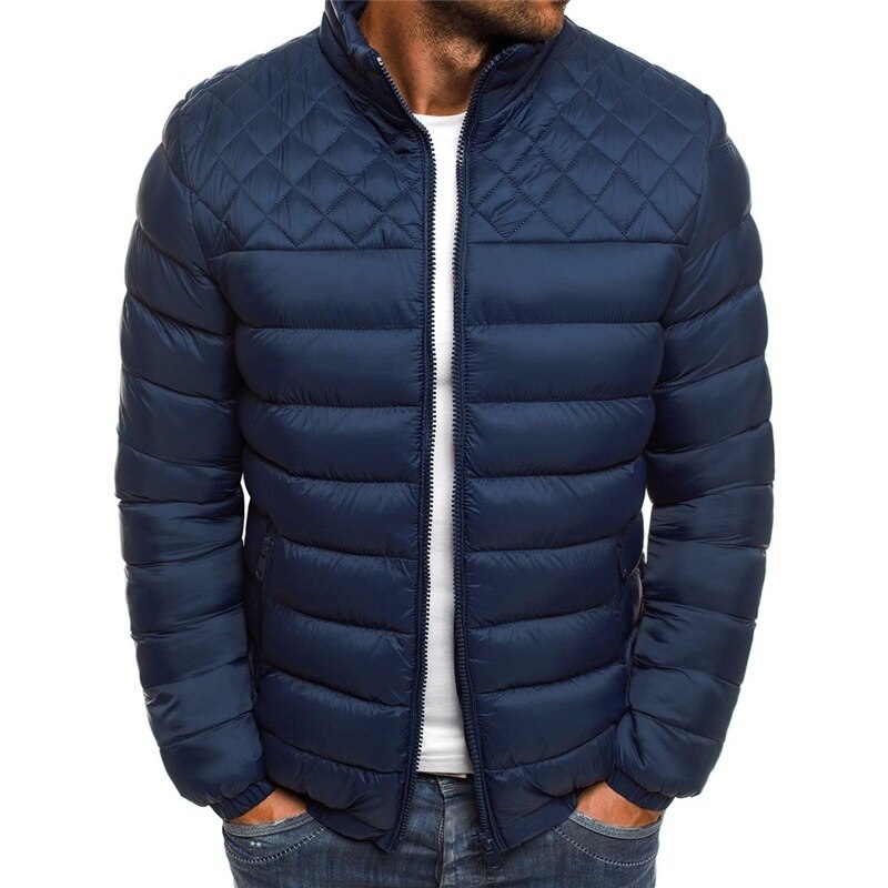Winterjacke | Leichte Daunen-Pufferjacke mit Reißverschluss für Männer-Marineblau-S-Chaps Herrenmode