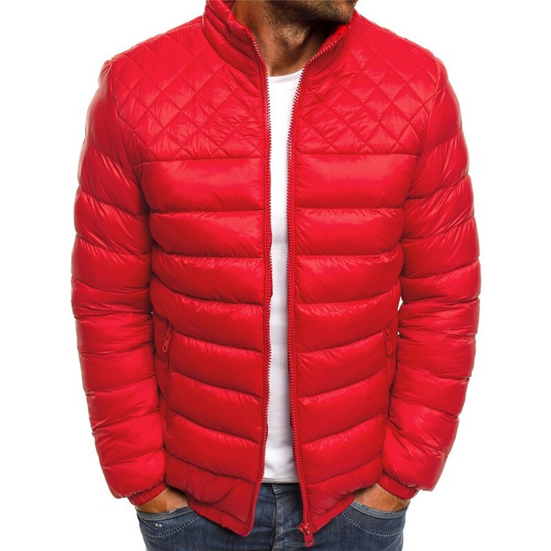 Winterjacke | Leichte Daunen-Pufferjacke mit Reißverschluss für Männer-Rot-S-Chaps Herrenmode