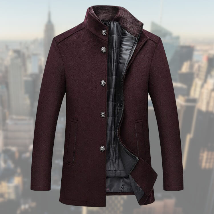 Winterjacke | Mid Lenght | Zip-Up | Wollmantel Herren | Herren Wollmantel-Rot-S-Chaps Herrenmode