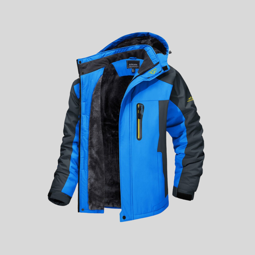 Winterjacke | Mit Kapuze | Mit Fleece gefüttert | Schneejacke | Wintermäntel und -jacken für Herren-Blau-M-Chaps Herrenmode