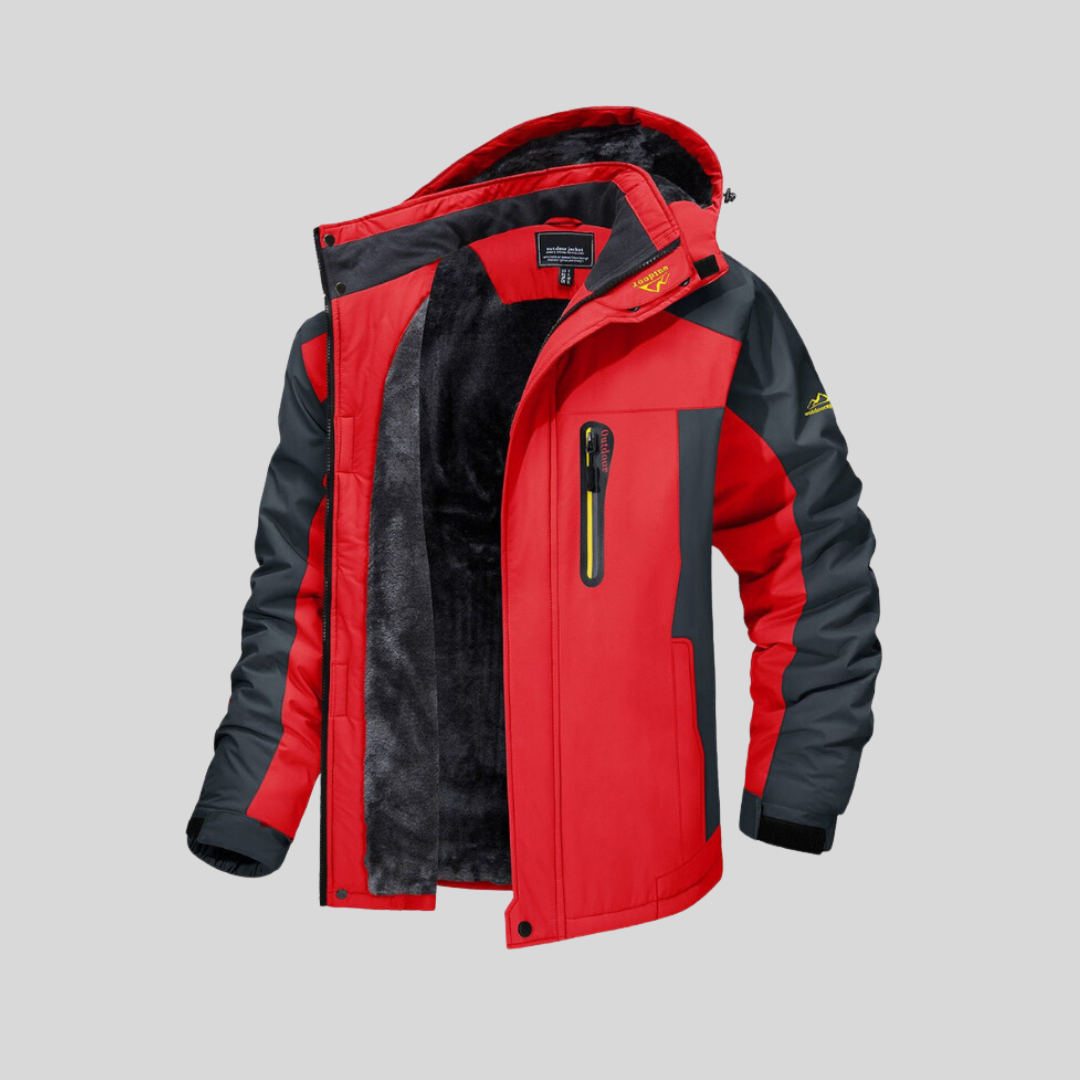 Winterjacke | Mit Kapuze | Mit Fleece gefüttert | Schneejacke | Wintermäntel und -jacken für Herren-Rot-M-Chaps Herrenmode