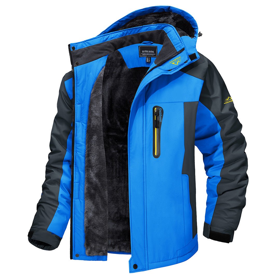 Winterjacke - Wasserdichter Windbreaker mit Kapuze für Männer Outdoorjacke-Blau-S-Chaps Herrenmode