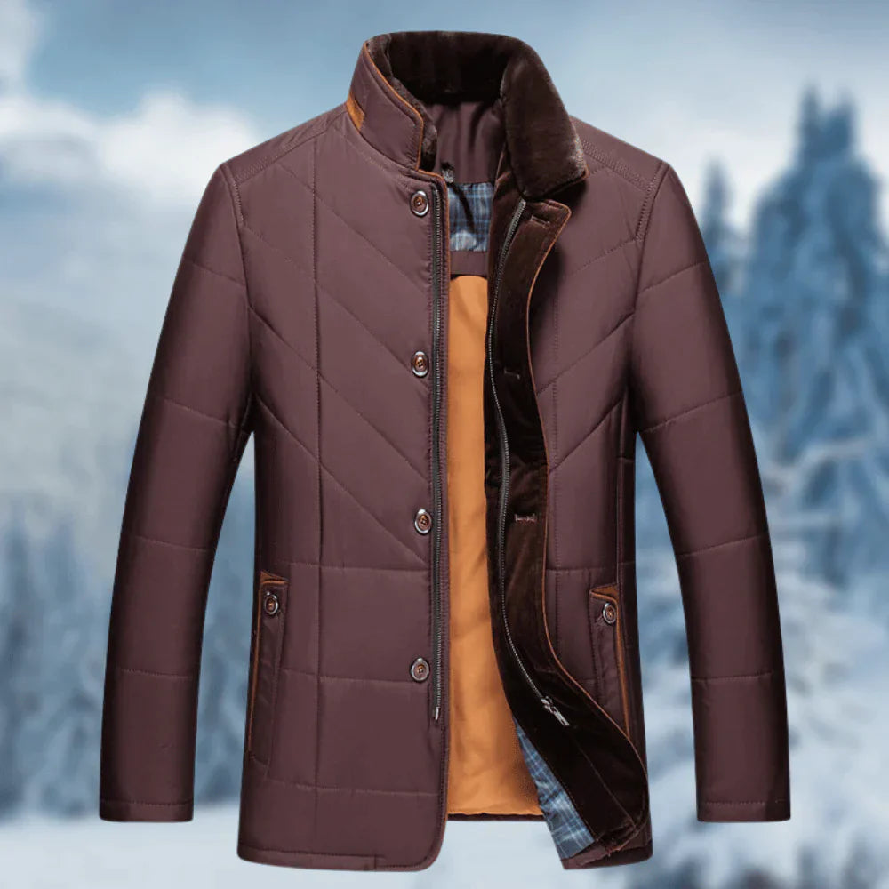 Winterjacke - Zip-Up - Stehkragen - Leichte Daunenjacke - Herren Wintermäntel Jacken-Rot-S-Chaps Herrenmode