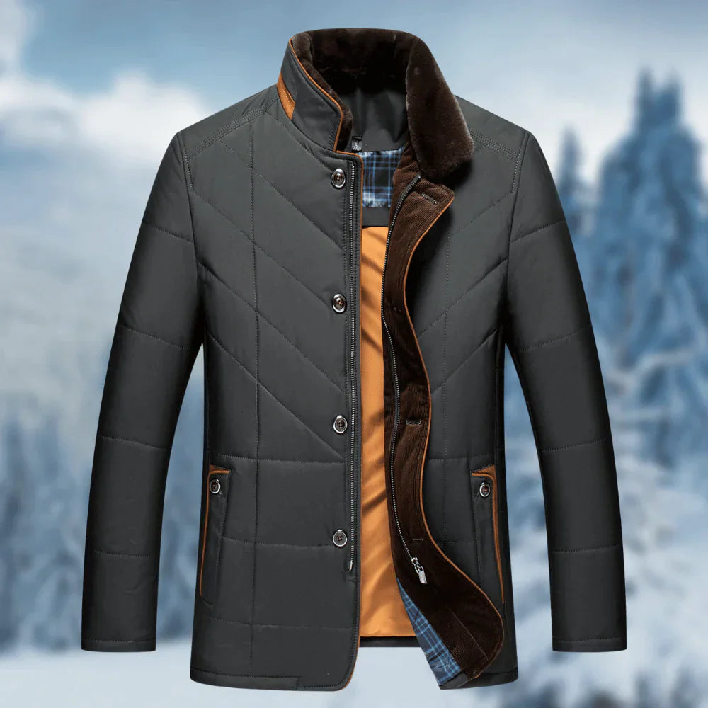 Winterjacke - Zip-Up - Stehkragen - Leichte Daunenjacke - Herren Wintermäntel Jacken-Schwarz-S-Chaps Herrenmode