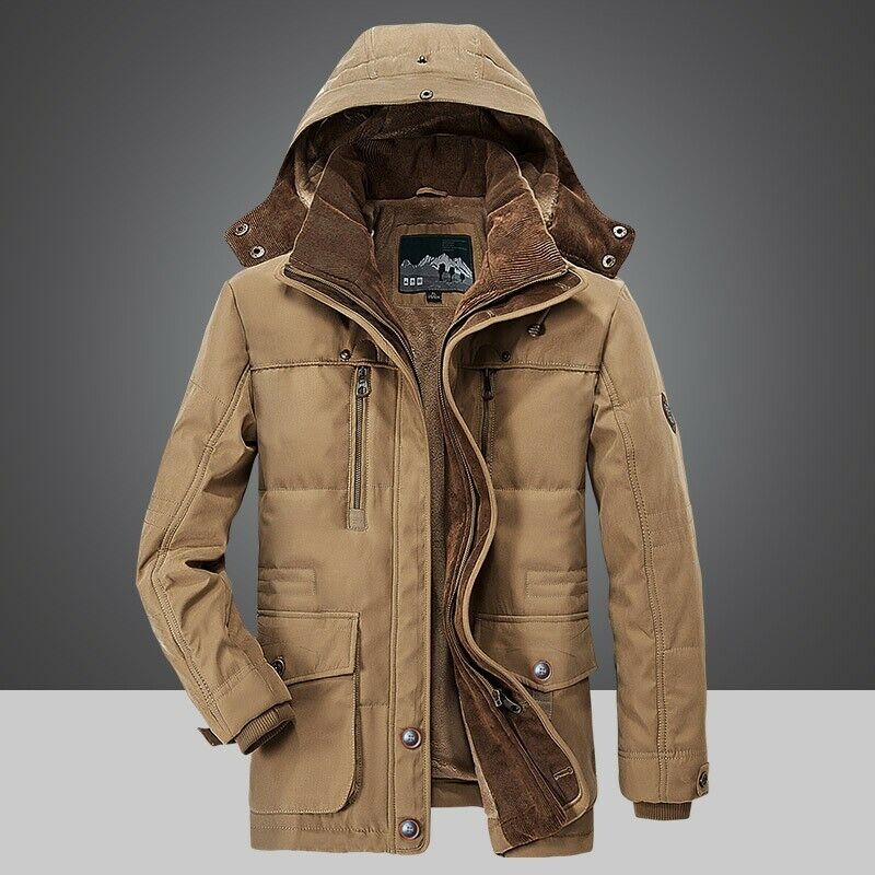 Winterjacke | mit Kapuze | gefüttert | Winterparka | Herren Winterjacke-khaki-S-Chaps Herrenmode