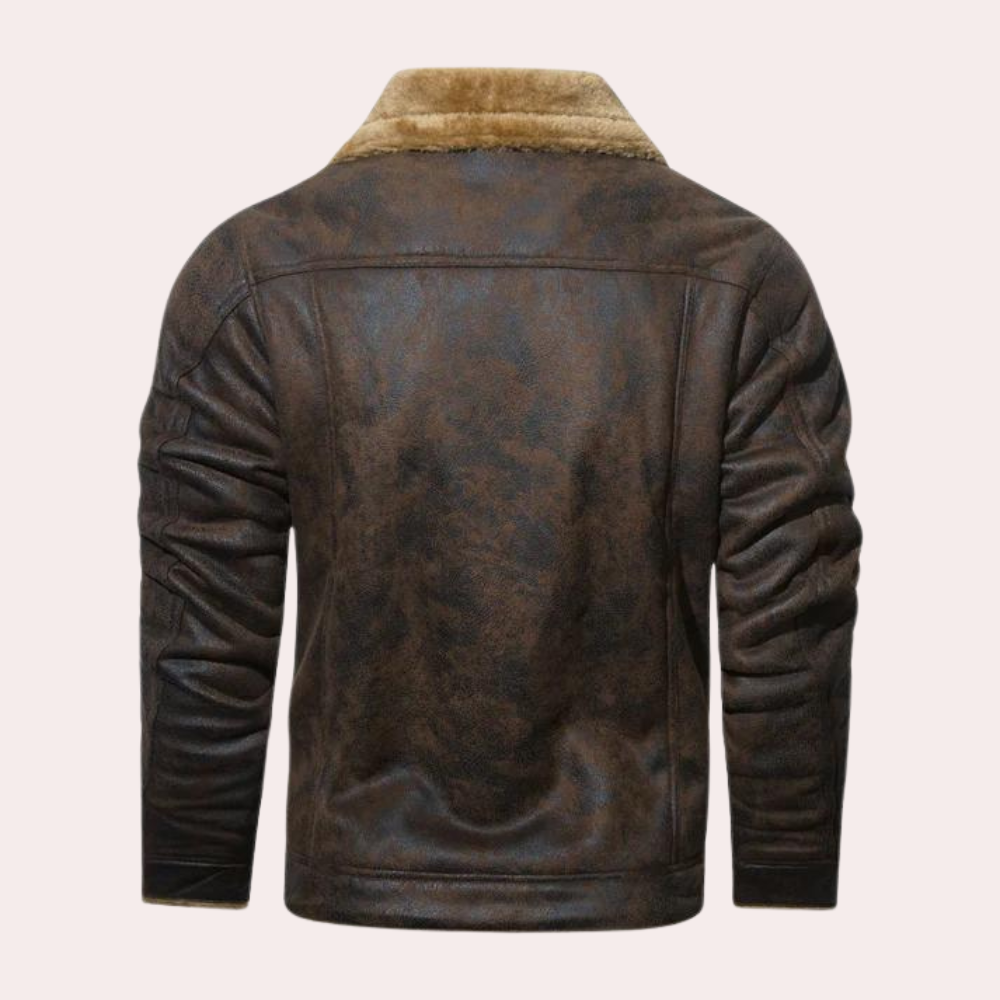 Winterlederjacke | Warm | Mit Fleece gefüttert | Fliegerjacke | Herren-Pilotenjacke-Chaps Herrenmode