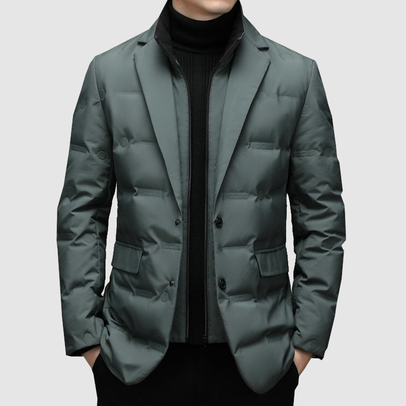 Winterparka-Gefütterte Winterjacke mit Reißverschluss für Herren-Manhattan Grau-M-Chaps Herrenmode