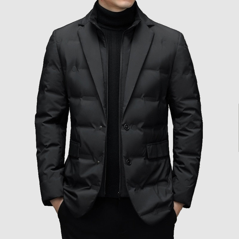 Winterparka-Gefütterte Winterjacke mit Reißverschluss für Herren-Schwarz-M-Chaps Herrenmode
