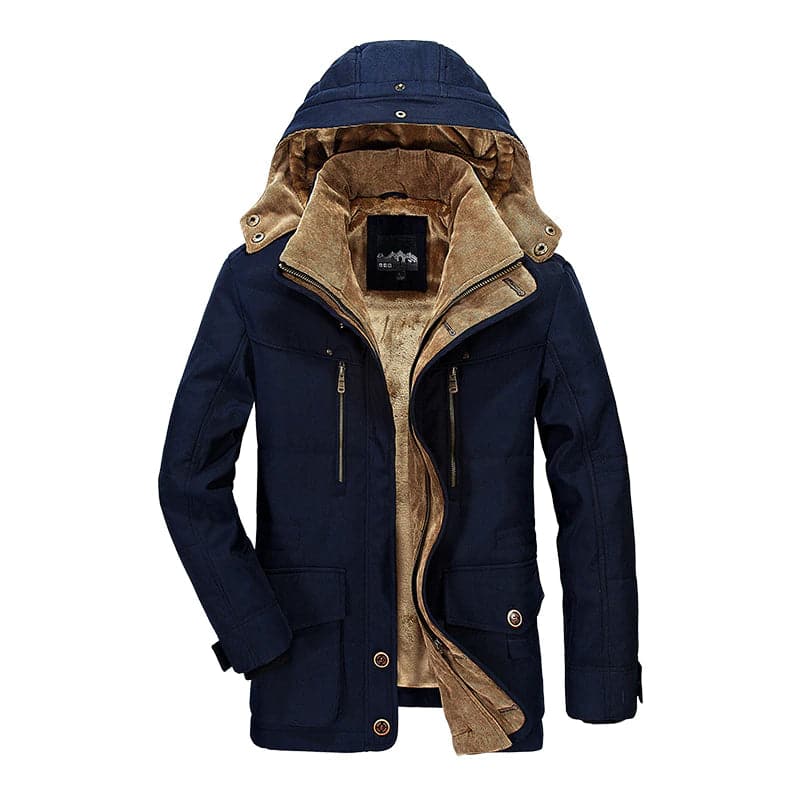 Winterparka | Kapuze | Fleece gefüttert | Schneejacke | Winterjacken für Männer-Blau-M-Chaps Herrenmode