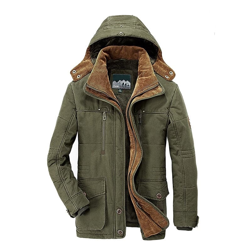 Winterparka | Kapuze | Fleece gefüttert | Schneejacke | Winterjacken für Männer-Grün-M-Chaps Herrenmode