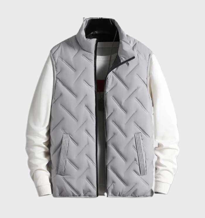 Winterweste | Ärmellos | Mit Reißverschluss | Gefütterte Weste | Winterkleidung für Herren-Grau-M-Chaps Herrenmode