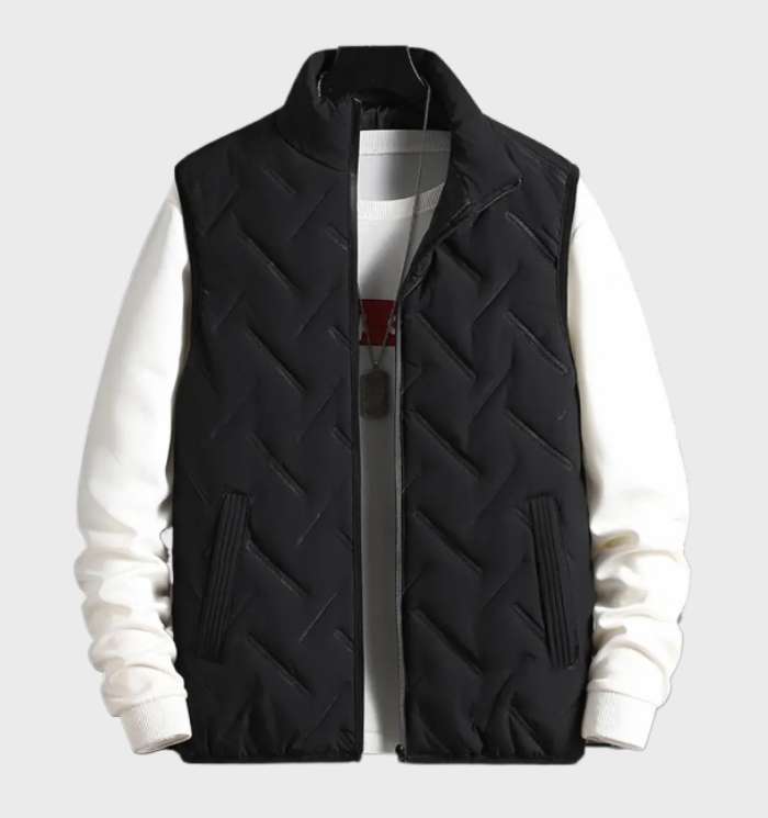 Winterweste | Ärmellos | Mit Reißverschluss | Gefütterte Weste | Winterkleidung für Herren-Schwarz-M-Chaps Herrenmode
