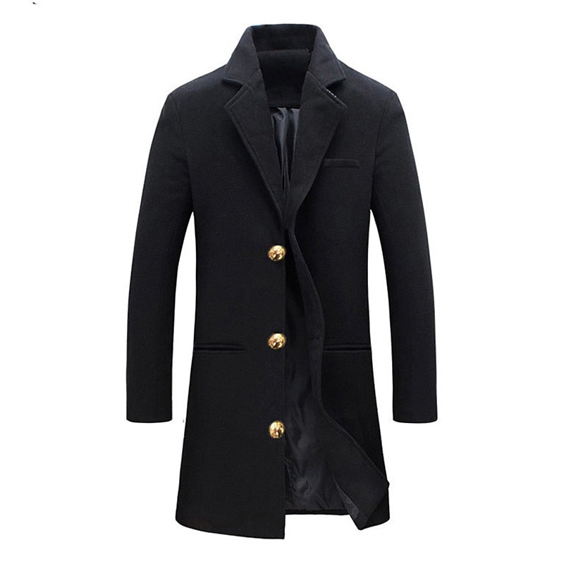 Woll-Trenchcoat – Einreihiger Winter-Trenchcoat für Herren-Chaps Herrenmode