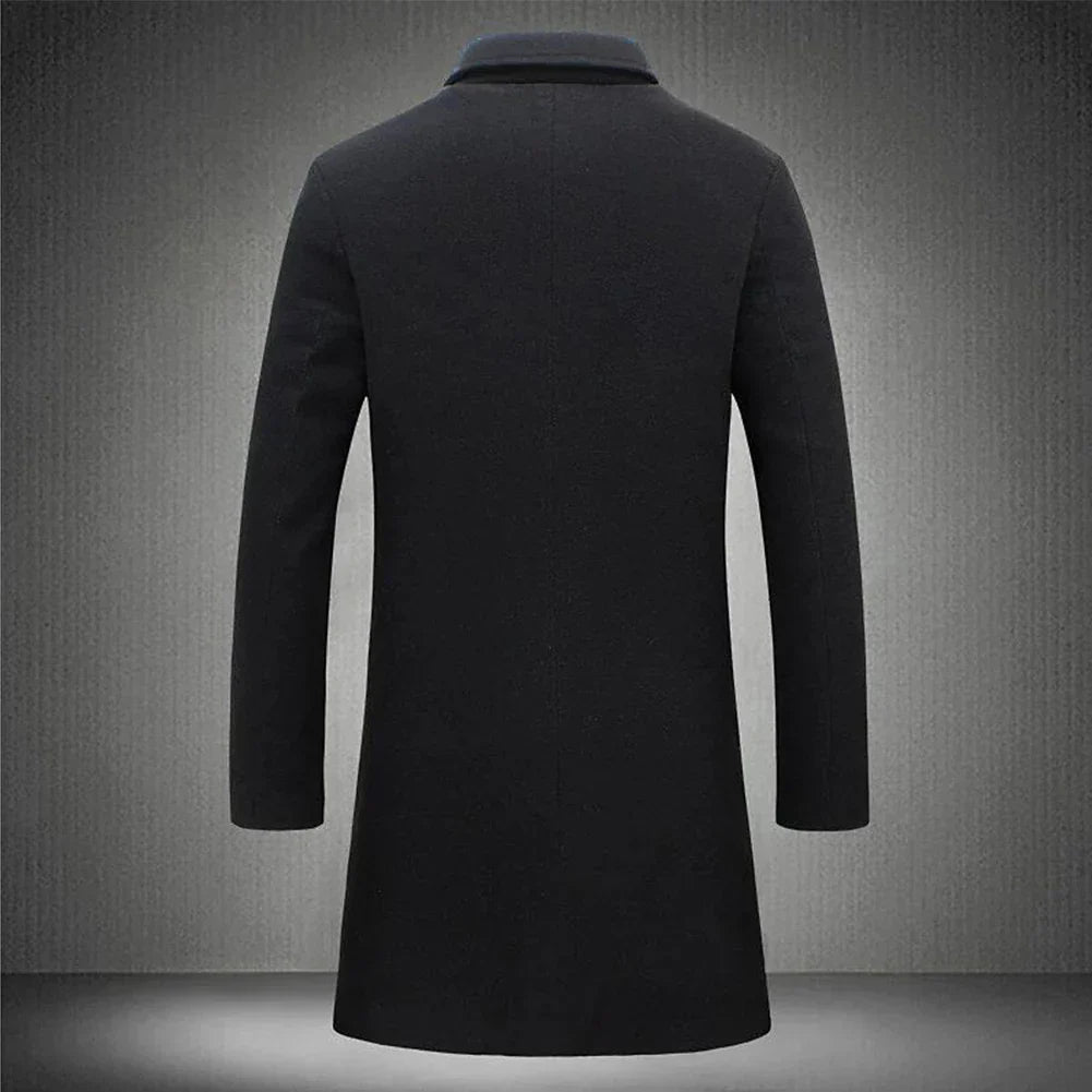 Woll-Trenchcoat | Formell | Einreihig | Winter-Trenchcoat | Herrenmäntel-Chaps Herrenmode
